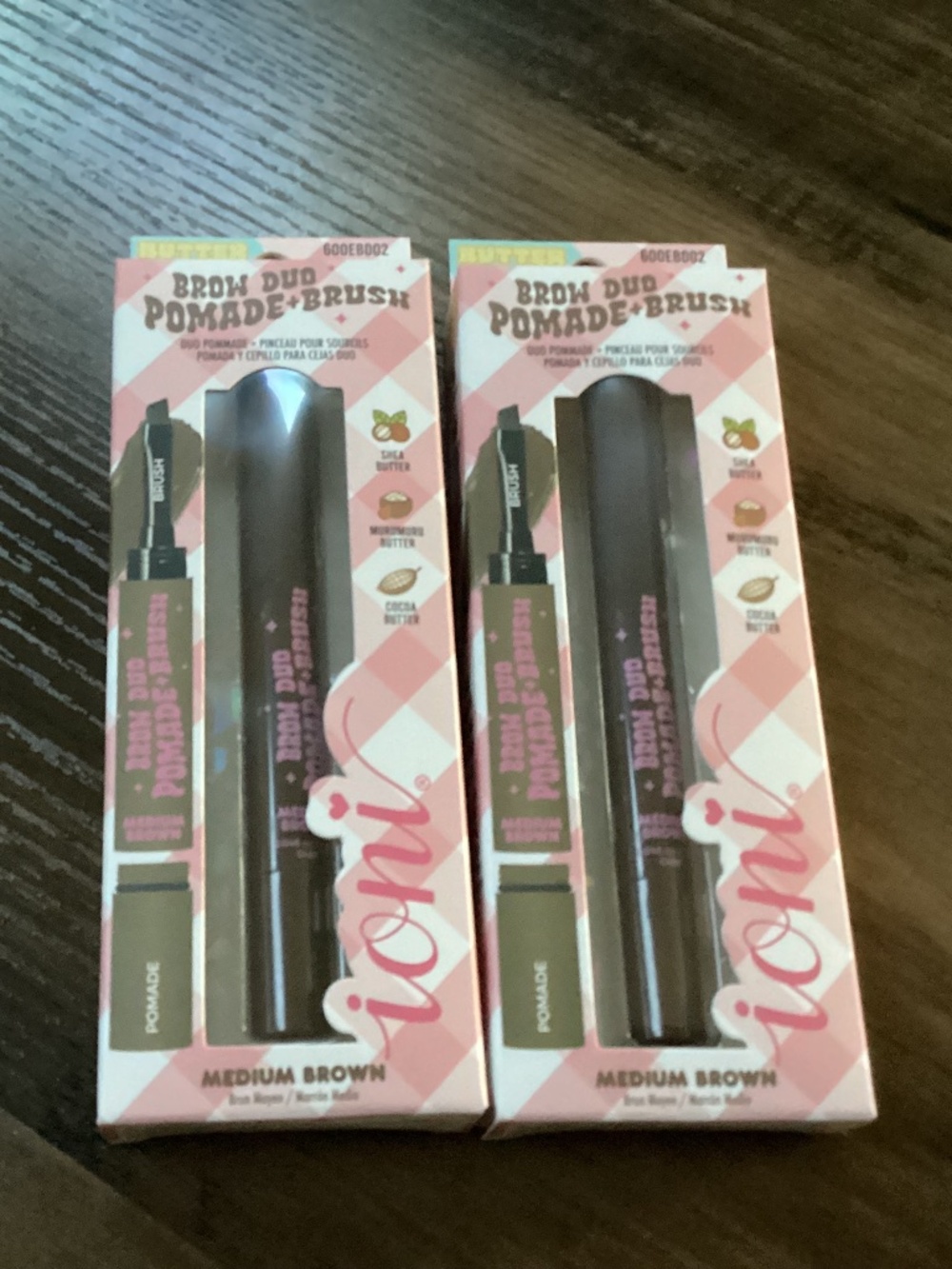 Ioni Brow Duo Pomade + Brush Medium Brown Bundle 2-pack New